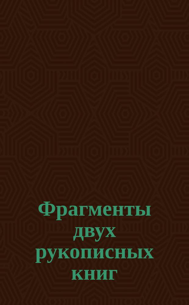 Фрагменты двух рукописных книг
