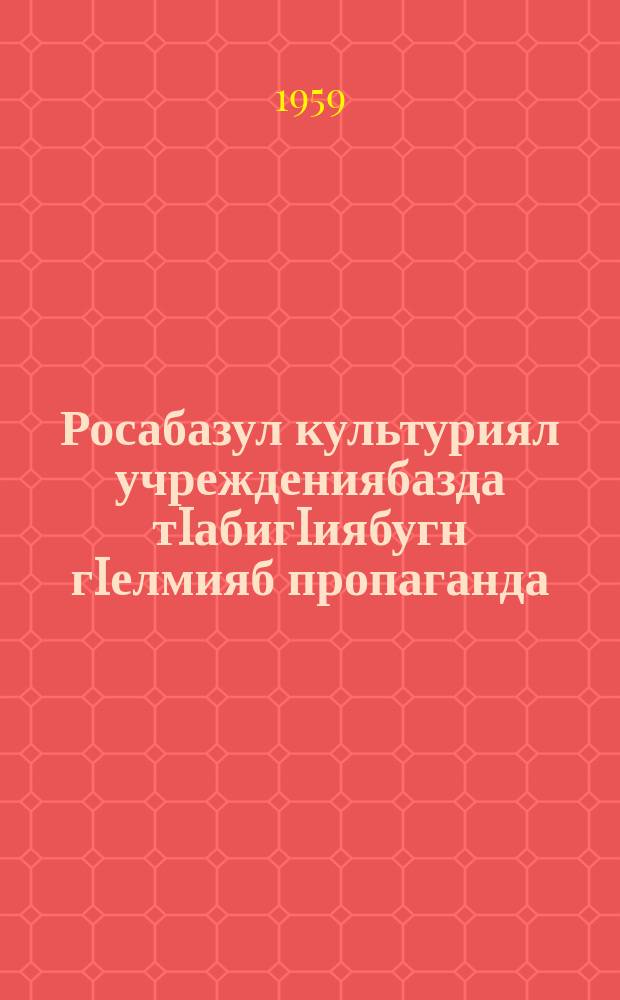 Росабазул культуриял учреждениябазда тIабигIиябугн гIелмияб пропаганда : (методикияб бихьизаби) = Консультация "естественно-научная пропаганда в учреждениях культуры"