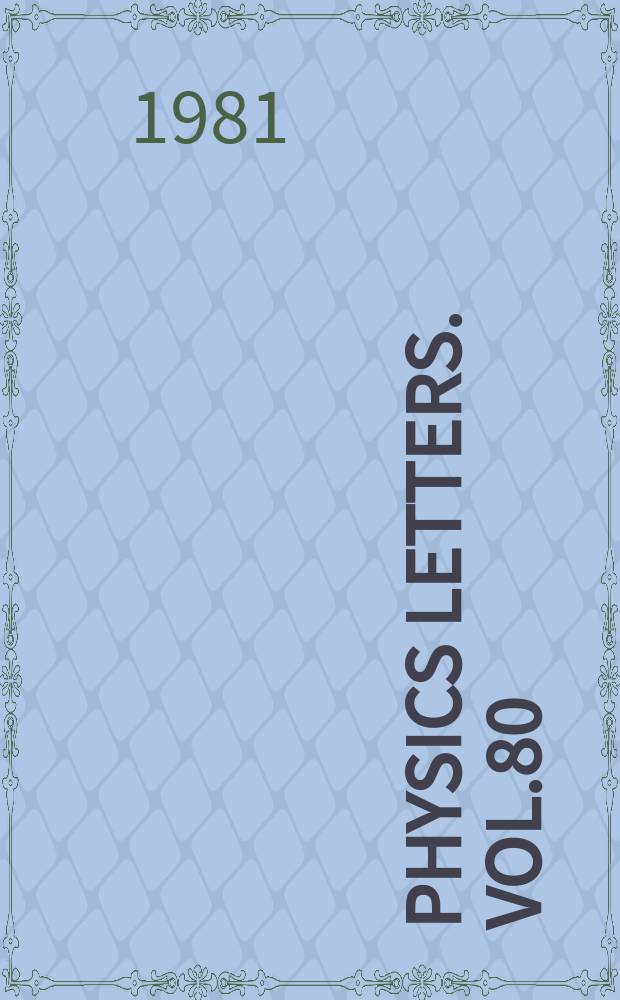 Physics letters. Vol.80 : (Master index of Vol.71-80)
