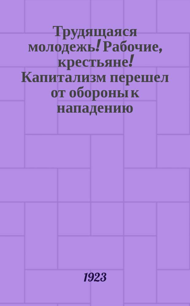 Трудящаяся молодежь! Рабочие, крестьяне! Капитализм перешел от обороны к нападению : листовка